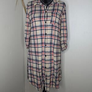 Tan and red plaid casual